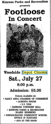 june 1991 concert Depot Cinema (Woodside Depot Cinema, Kinross Depot Cinema), Kinross